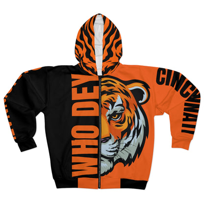 Who Dey (ORANGE/BLACK) Zipper Hoodie