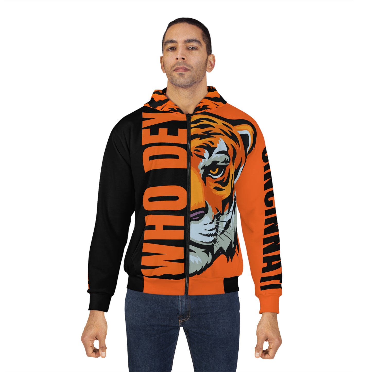 Who Dey (ORANGE/BLACK) Zipper Hoodie